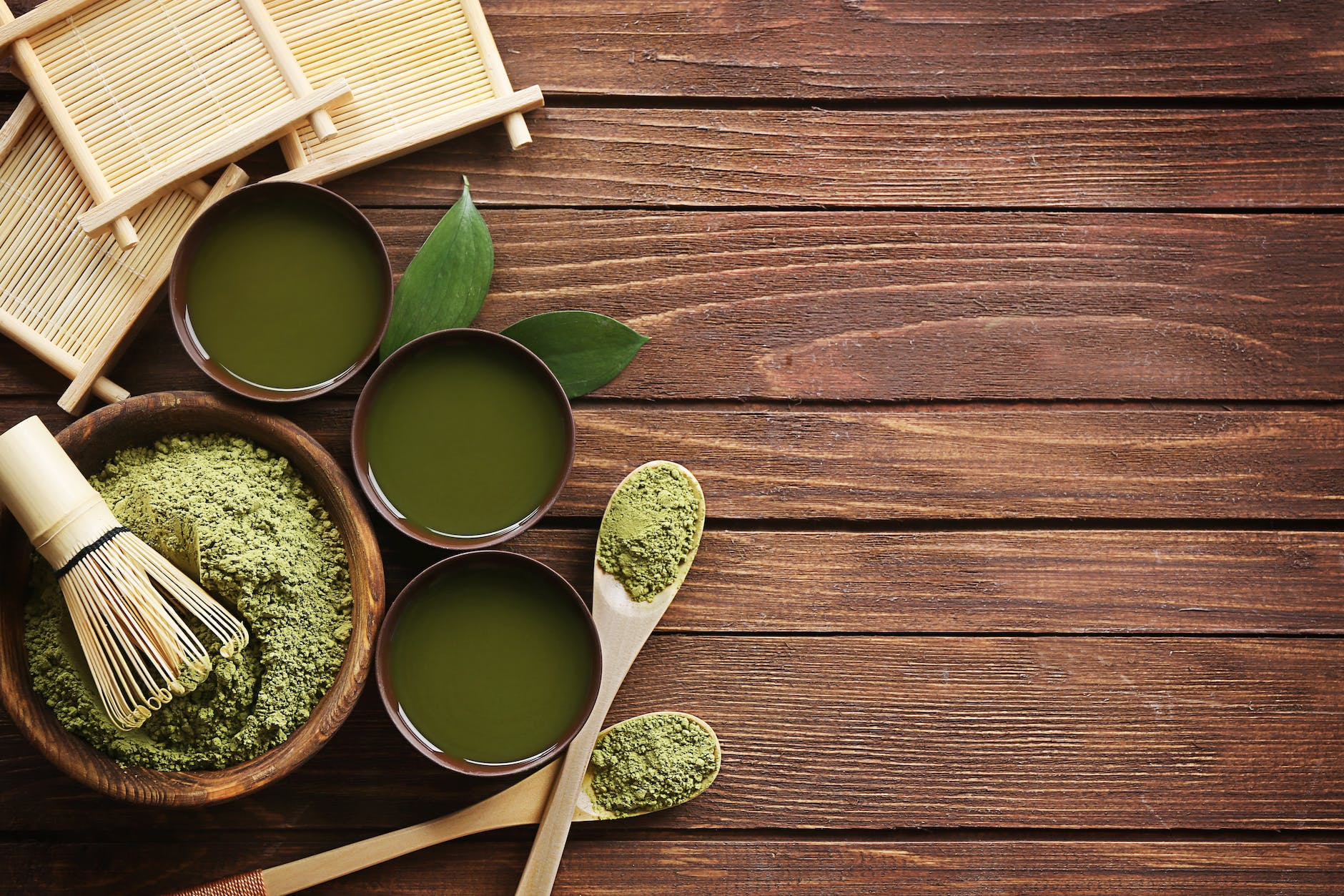 ceremonial tea set on wooden surface